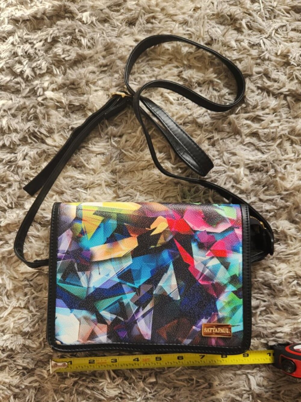 Satya Paul (Indian Luxury)  Multicolor Geometric Crystal Print Crossbody Bag